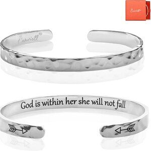 Engraved Faith Cuff Bracelet Stainless Steel Inspirational Gift Women Teen